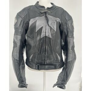 AGV Sport Leather Motorcycle Jacket Mens US 50 Black Padded Made With Kevlar